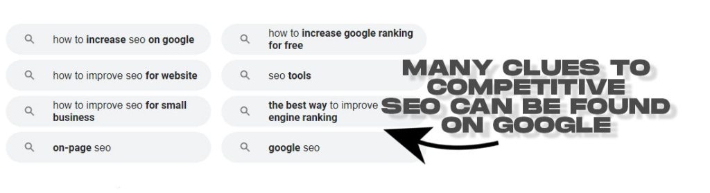 SEO: Tip Look at Google search bar, results and also asked questions for content ideas to include in your content